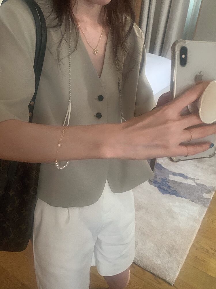 カラーVネックサマールーズ薄手カジュアルジャケット 夏物 ピュア ビッグFスモールZ韓国35435255321