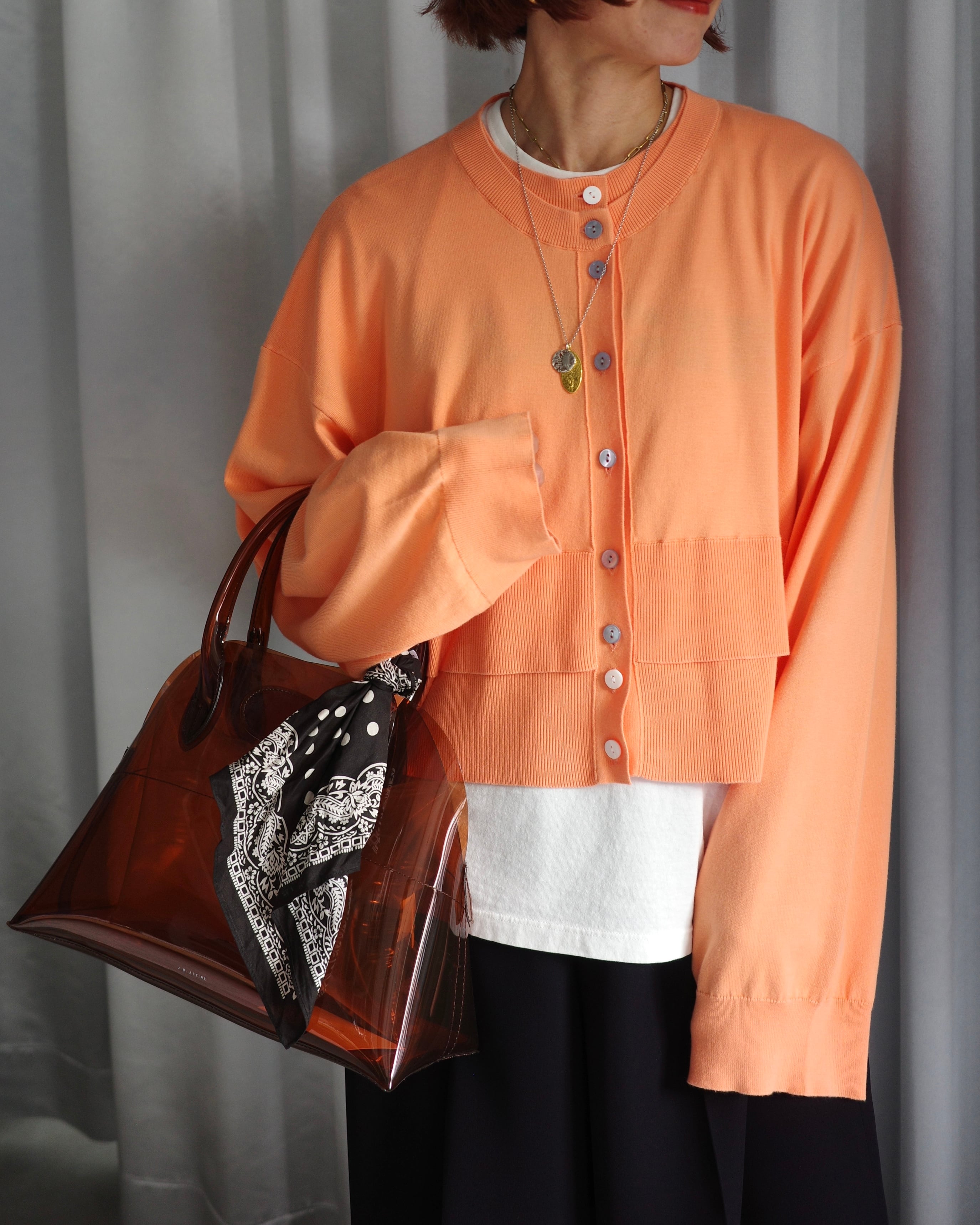 ENFOLD / LAYERED-LIKE-HEM CARDIGAN -L/ORG- | LA VILLA ROUGE