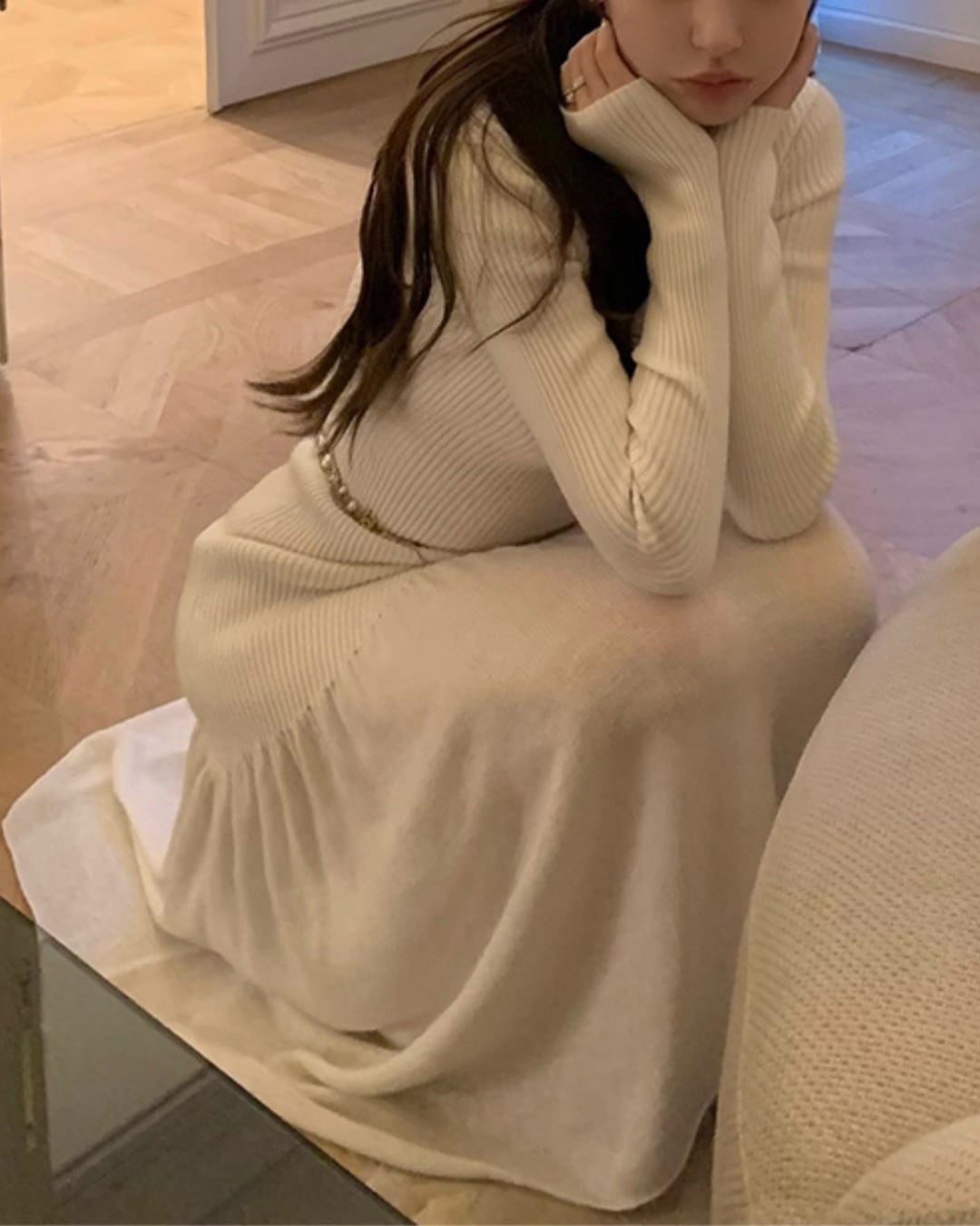 リブ編みフレアドレス l5260