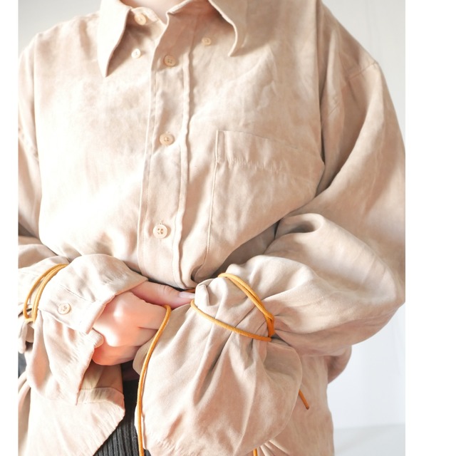 Fake suede sleeve cord shirt