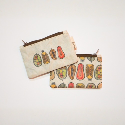 Ashi｜亜紙 Flat Pouch S＊Cambodia Fruits 紙ポーチ  バナナ ハンドメイド