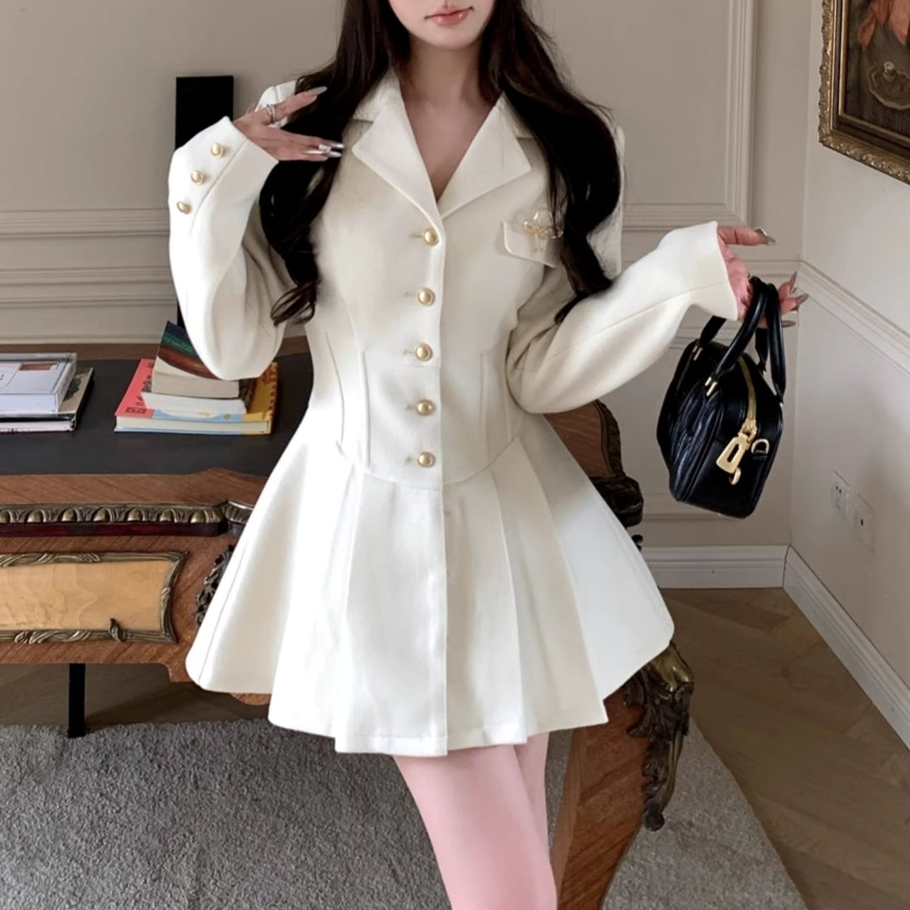 秋冬♡清楚シンプルミニワンピースお出かけ女子会デートパーティー 秋冬♡清楚シンプルミニワンピースお出かけ女子会デートパーティー