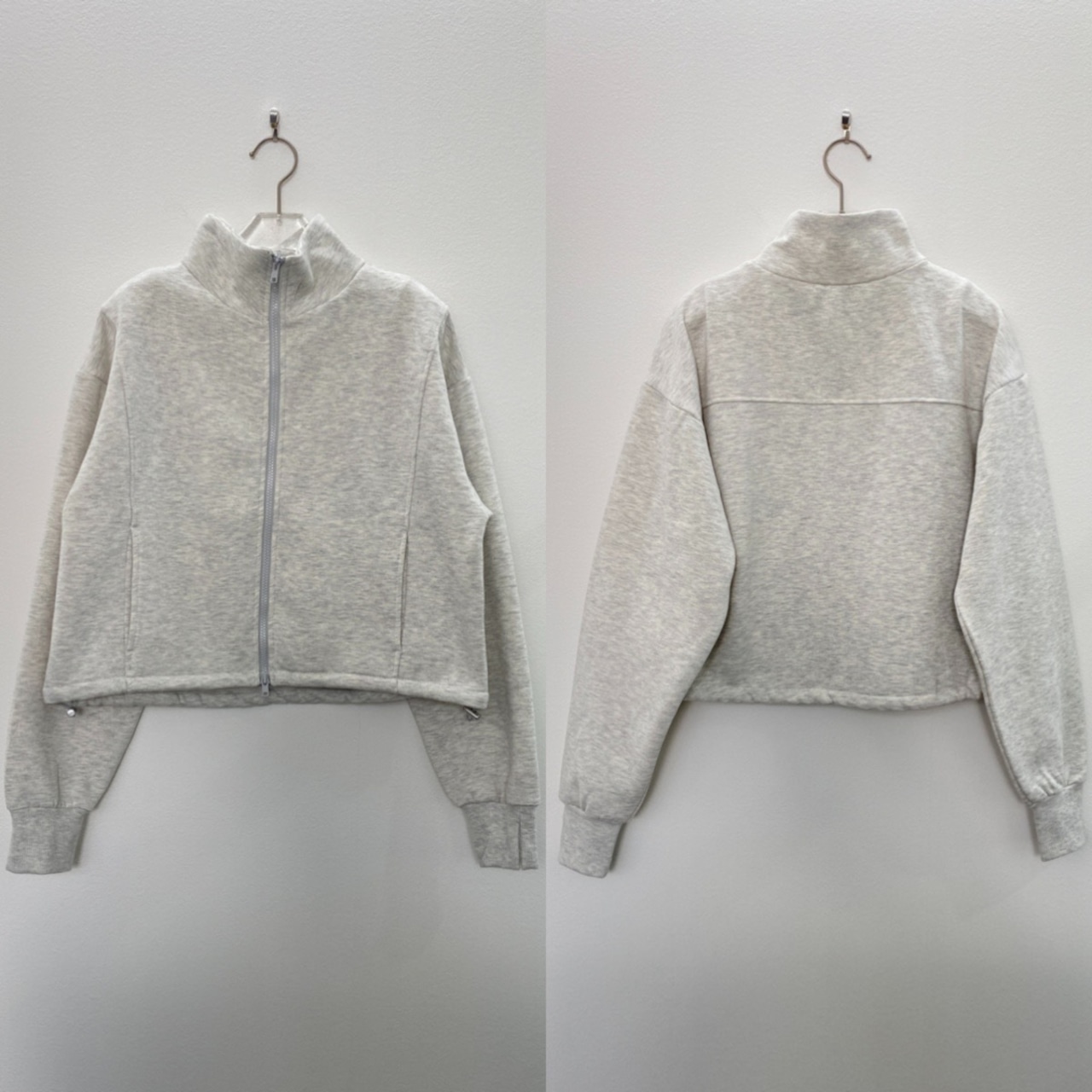 Wジップスウェットショート丈BZ/杢グレー