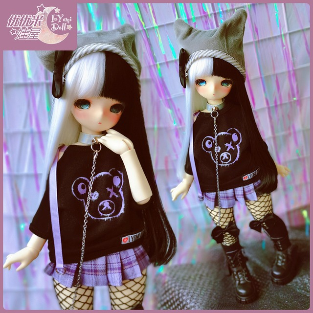 BJD人形用衣装 4点セットブラック ホワイト   SD/MSDサイズ人形用/ I.YOMI DOLL