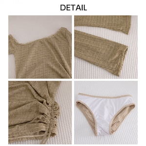 ビキニ 水着 3点セット シアートップス付き レディース 夏 韓国 大人 かわいい きれいめ おしゃれ 海水浴 プール ビーチ リゾート 体型カバー シンプル フェミニン 大人可愛い 大人女子