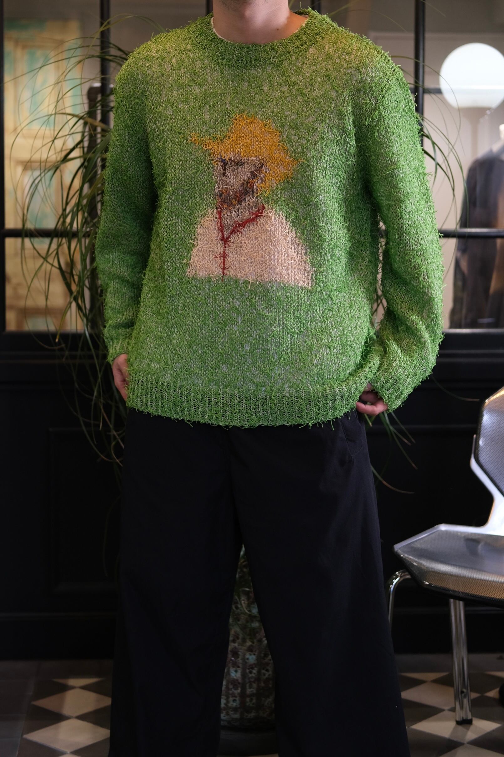 kota gushiken】Summer Van Gogh Long Skeeve Top - green | loop