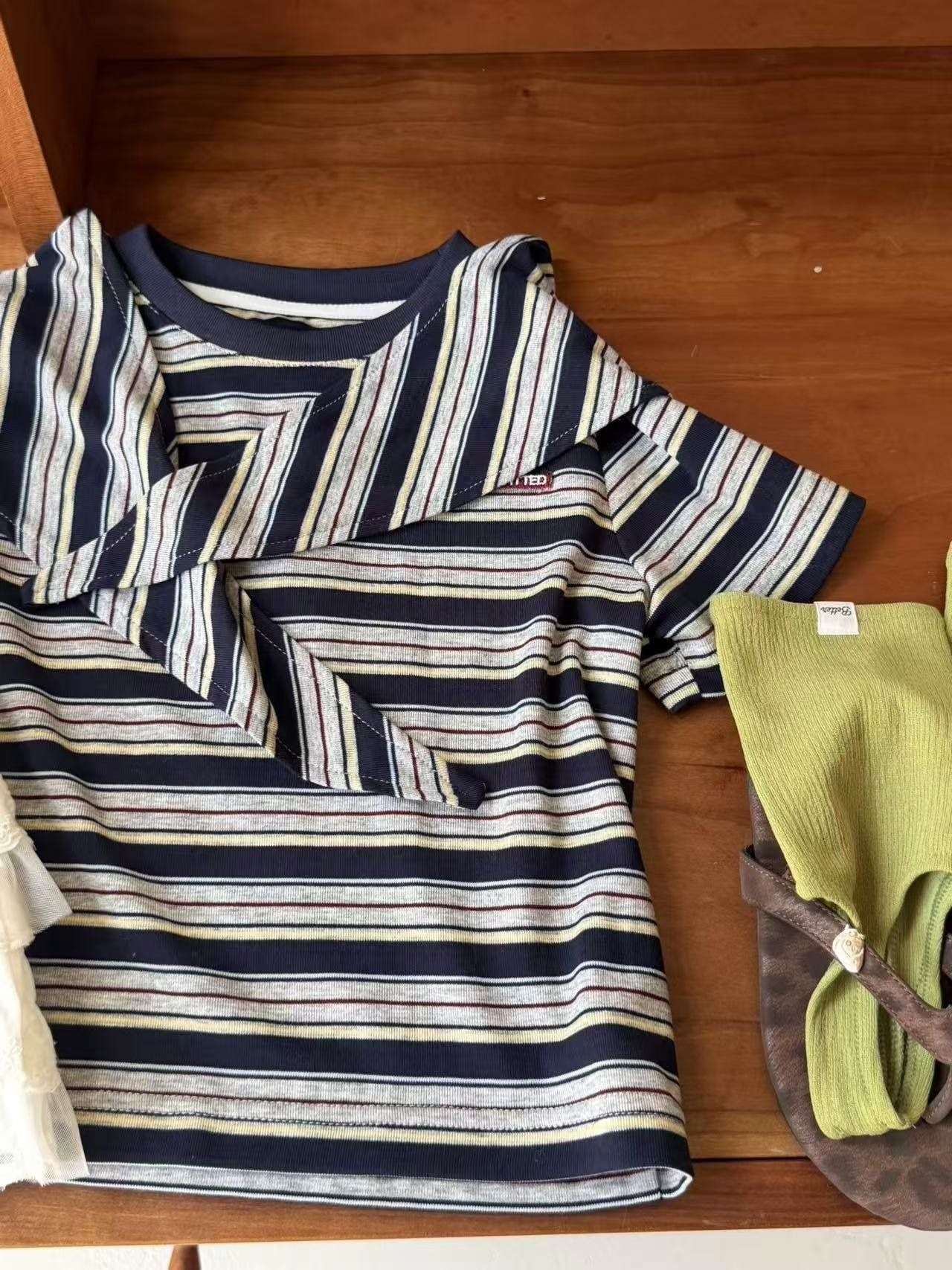 [aiai] Cozy Stripe Scarf Tee / [아이아이] 코지스트라이프스카프티