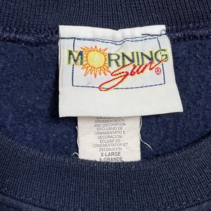 MORNING SUN カワイイ系 スウェットシャツ トレーナー XL ビッグサイズ プリント 無地 ネイビー クルーネック SWEATSHIRTS US古着