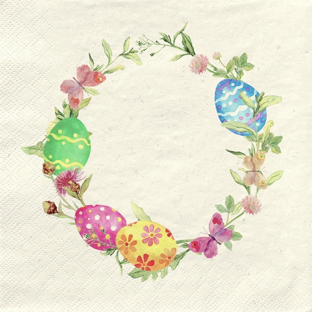【FASANA】バラ売り2枚 ランチサイズ ペーパーナプキン Easter wreath ナチュラル