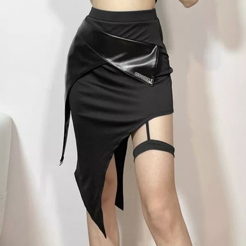 GOTH DARK / 2022 SUMMER ゴシックスタイル タイトスカート イレギュラーカット / GOTHIC ARMS