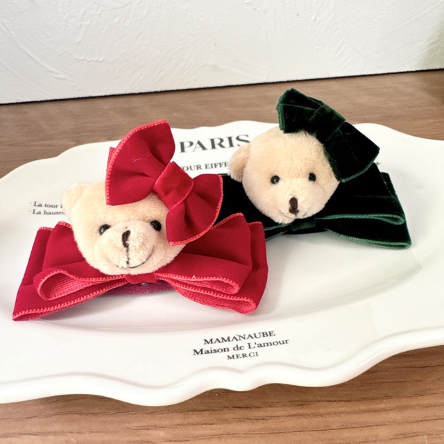 くまさんリボンヘアバンド