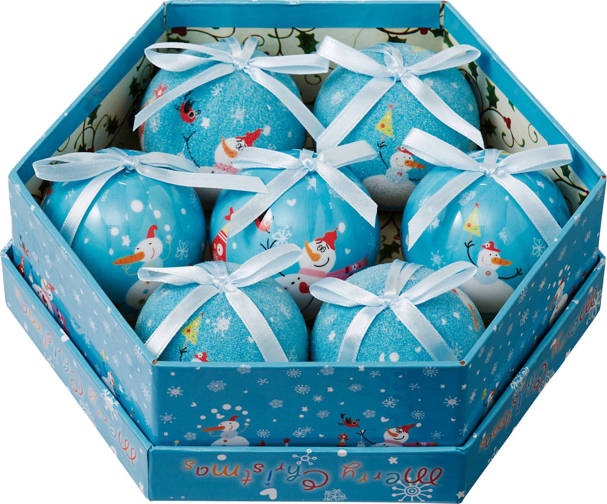 ６０ｍｍスノーマンＢＯＸボール７Ｐ　-　COC-224　4961823764813　クリスマス雑貨 > ポピーオリジナル