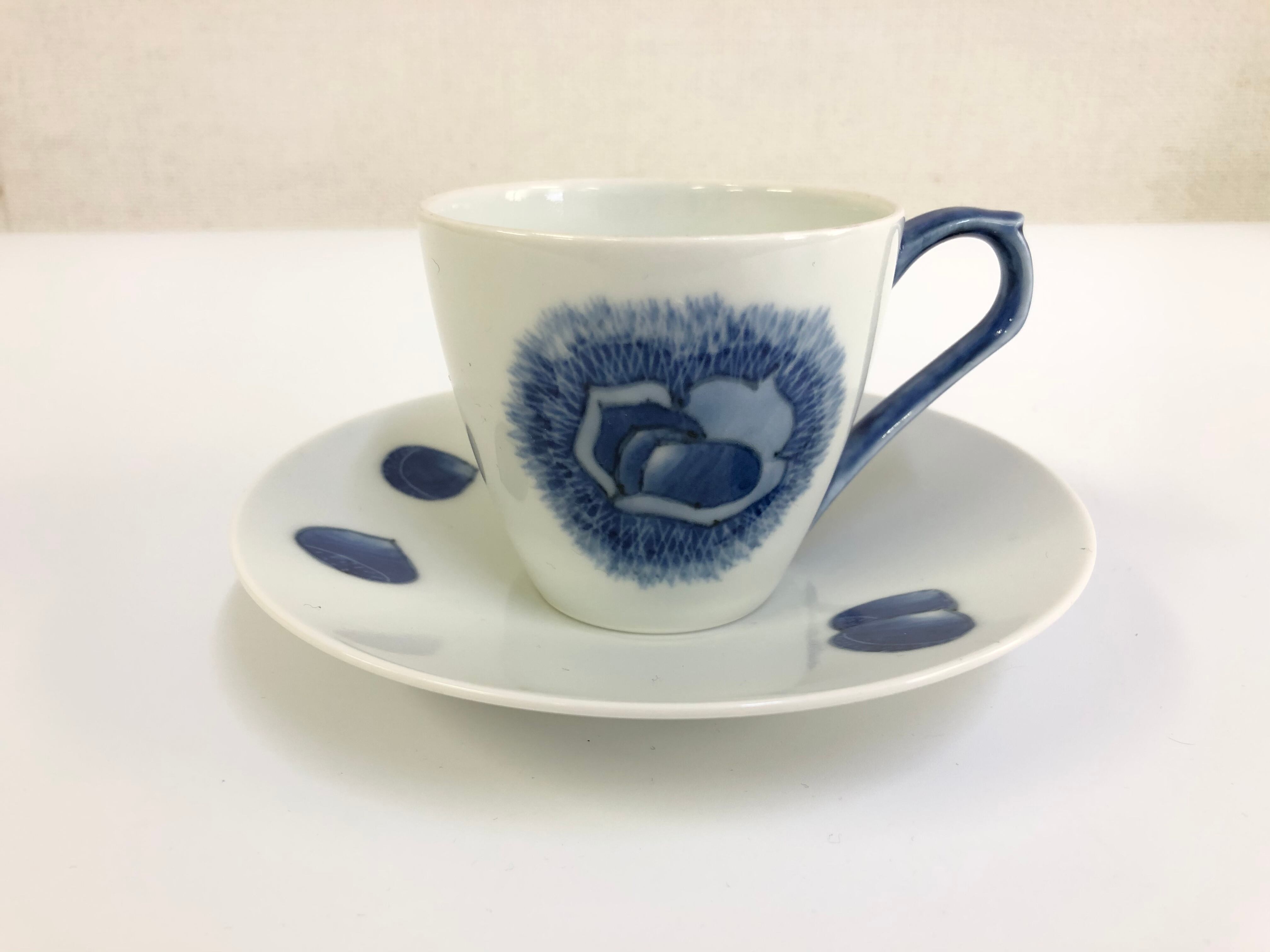 栗絵染付 オリジナルコーヒー碗皿