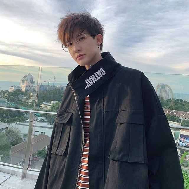 【予約販売】ジャケット アウター メンズ ブラック カーキ オレンジ カジュアル こなれ感 お洒落  韓国 トレンド 春  M/L/XL