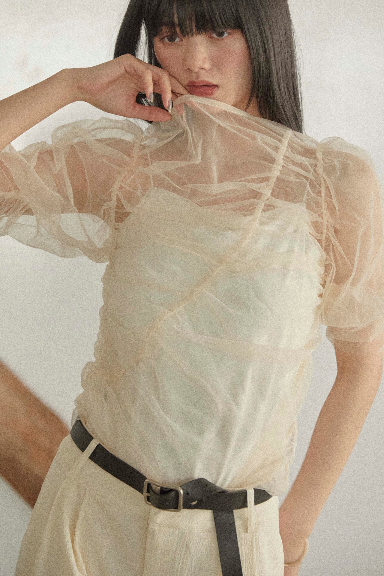 DU250519 shirring sheer tops【残り2点】