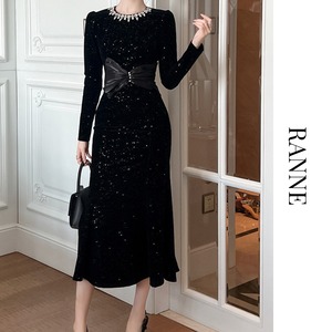 Noir Stardust Velvet Dress　a0323