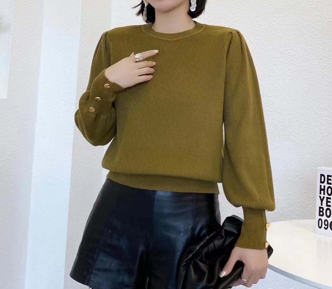 カフスゴールドボタン リブニット　AJ1080-6299