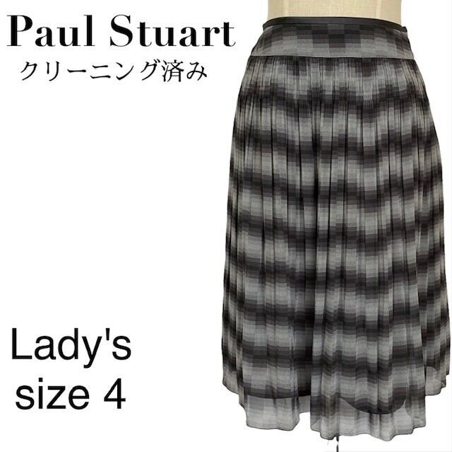 大人気新作 Paul Stuart ポールチュアート チェック 膝丈 スカート