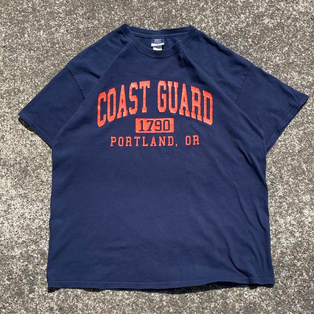 【XLサイズ】"United States Coast Guard アメリカ沿岸警備隊(USCG )" 紺 × 橙 古着 Tシャツ