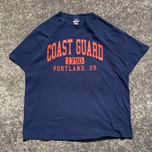 【XLサイズ】"United States Coast Guard アメリカ沿岸警備隊(USCG )" 紺 × 橙 古着 Tシャツ