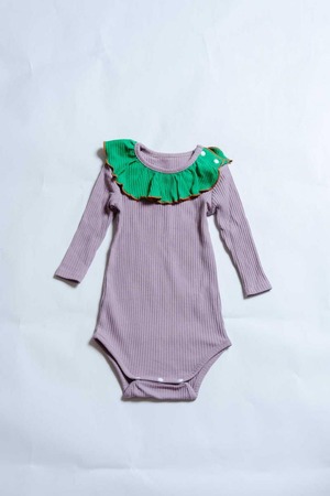 【26AW】KOQUELIKO(コキュリコ)Collier baby body syu (XXS/XS)ロンパース 朱色