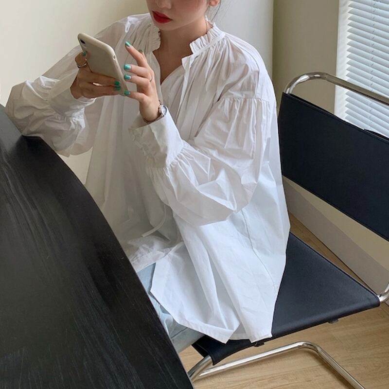 フリルスタンドカラーブラウス R00641