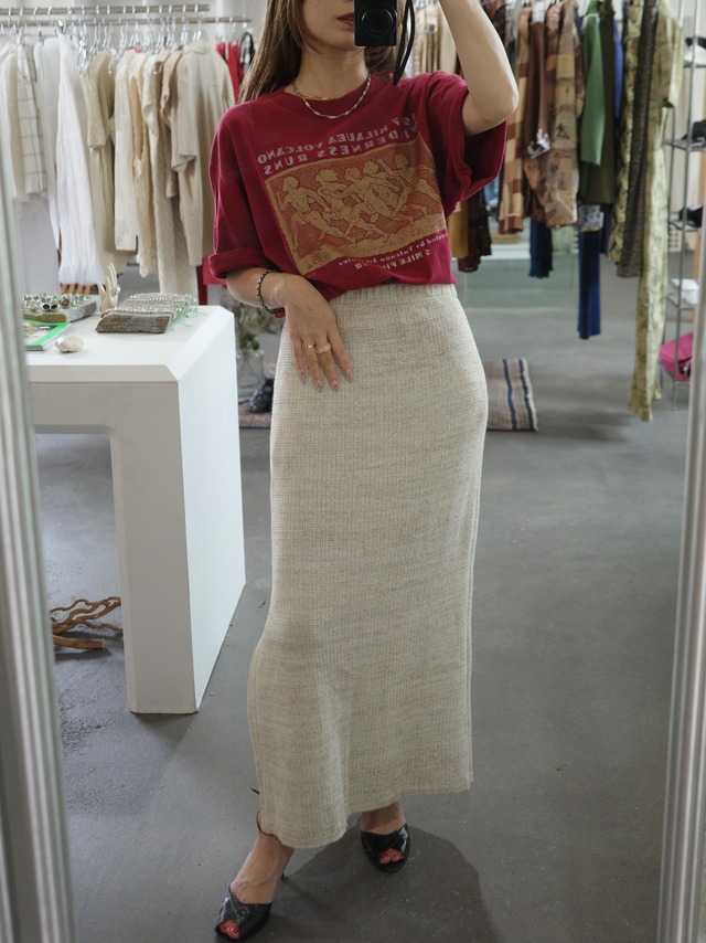 ＜vintage＞linen mix knit skirt
