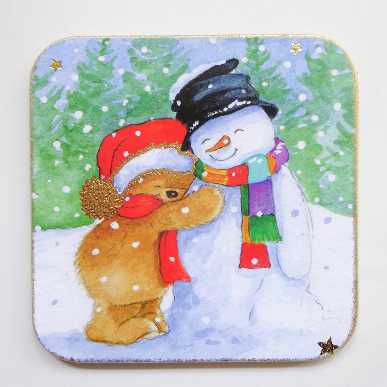 クリスマス コースター C-1991 スノーマンxベアー [Luka Basic