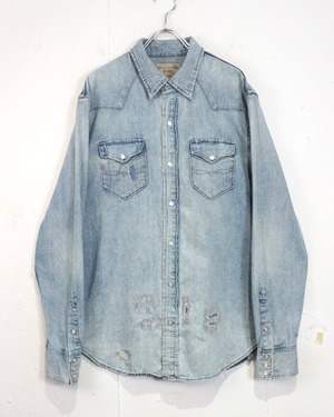 【Caka act2】“Polo Ralph Lauren” Aging Design Denim Western Shirt