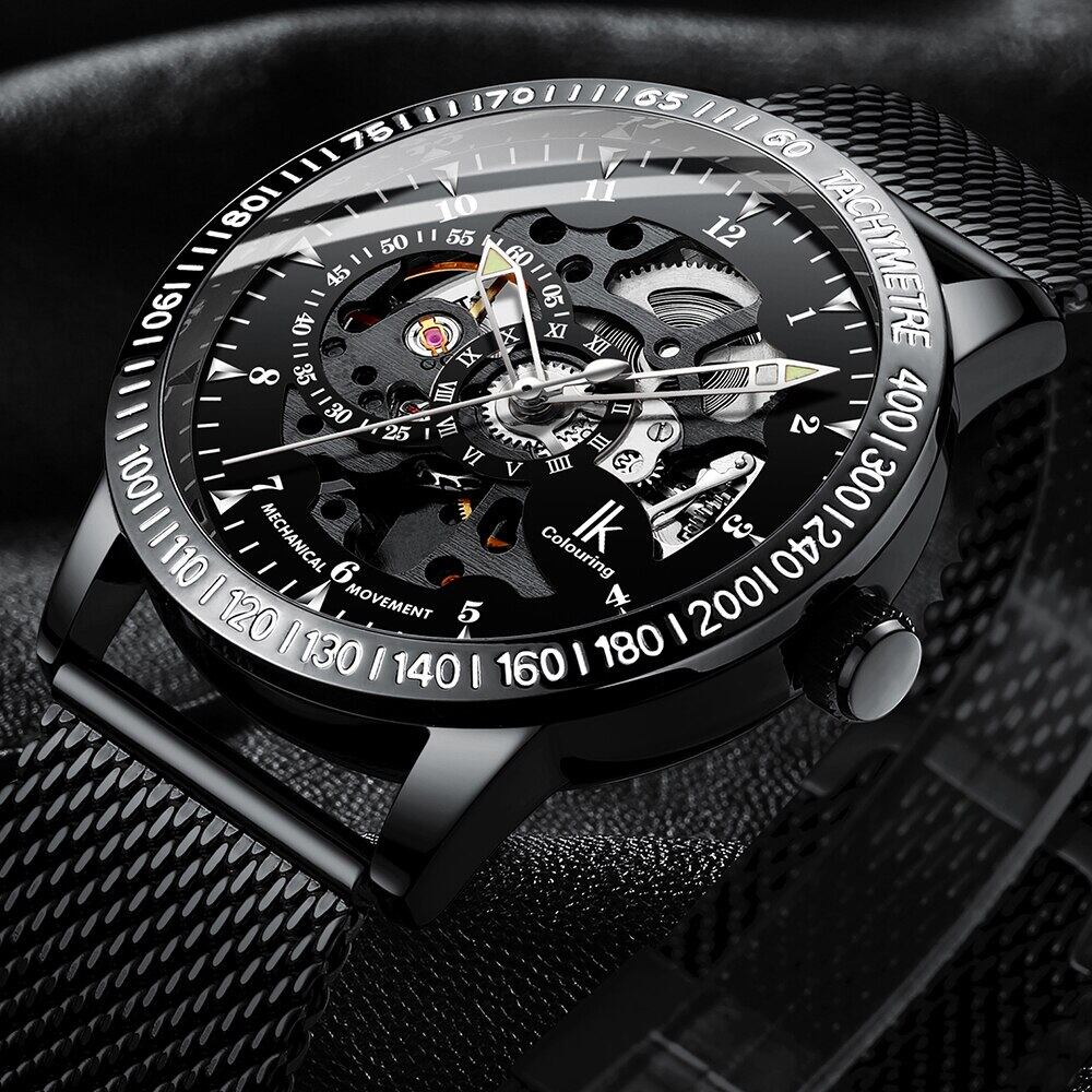 スケルトン時計2019新しいブラックスポーツ機械式時計高級時計メンズ 