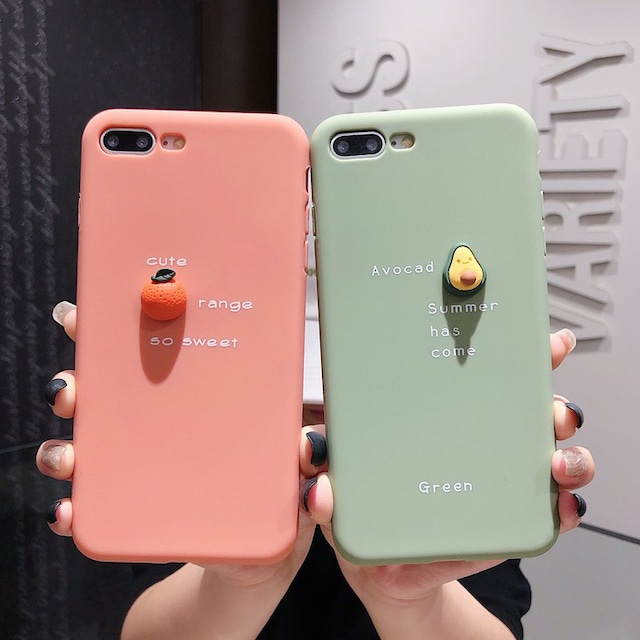 【2色】iphone　　シリコン　スマホケース　アボカド　オレンジ　おしゃれ　かわいい　人気　注目