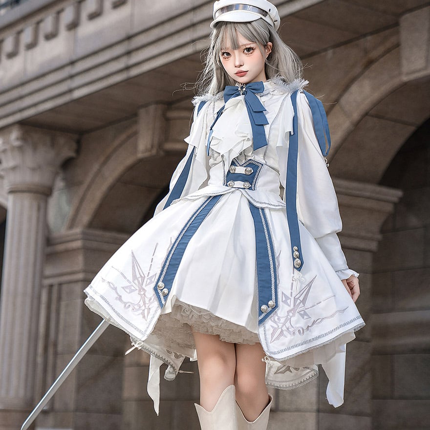 さ*や様 軍服ロリータ　ミリタリー ゴスロリ　コスプレ 帽子つき XL ミリタリーロリータ 帽子 キャスケット レザー ステージ衣装向け