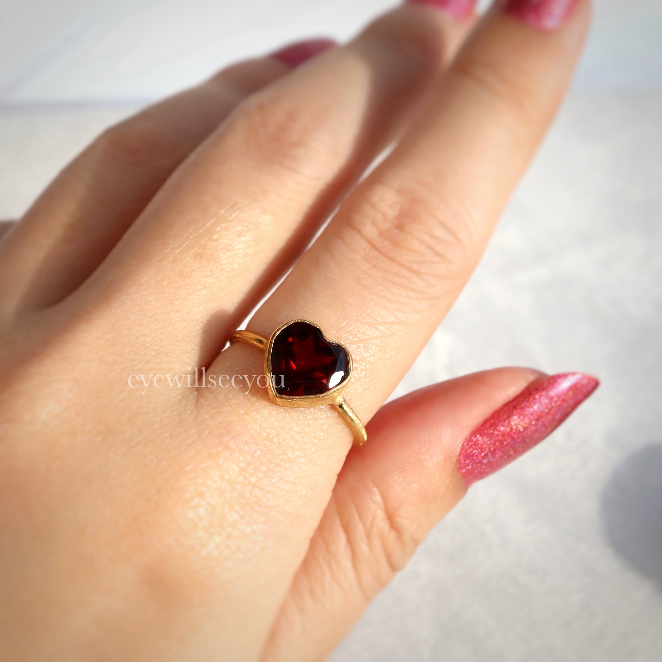 Garnet heart ring ガーネットハートリング | eyewillseeyou