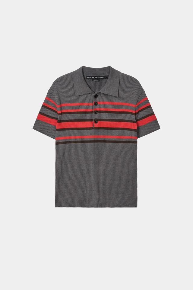[ANDERSSON BELL] PITT STRIPE POLO SWEATER atb1532m(GREY/RED) 正規品 韓国ブランド 韓国通販 韓国代行 韓国ファッション ANDERSSONBELL アンダーソンベル 日本 店舗