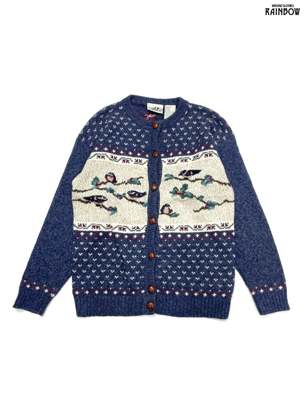 VINTAGE カーディガン ボリビア ハンドメイド 総柄ニット 肉厚 大きめ