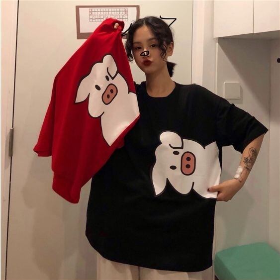 全2色 アニマル キャラクター ユニセックス ペア Tシャツ