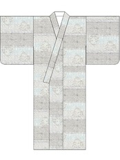 【受注商品】Rumi Rockきもの「木版更紗」生成り青　[A738]