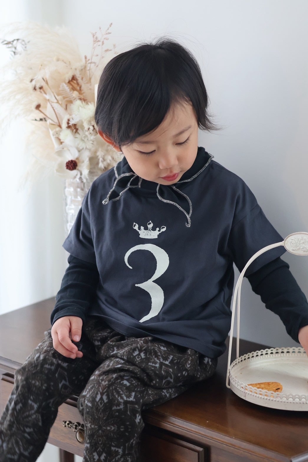 【即納/送料無料】Number Tee for / top ivory (gray)