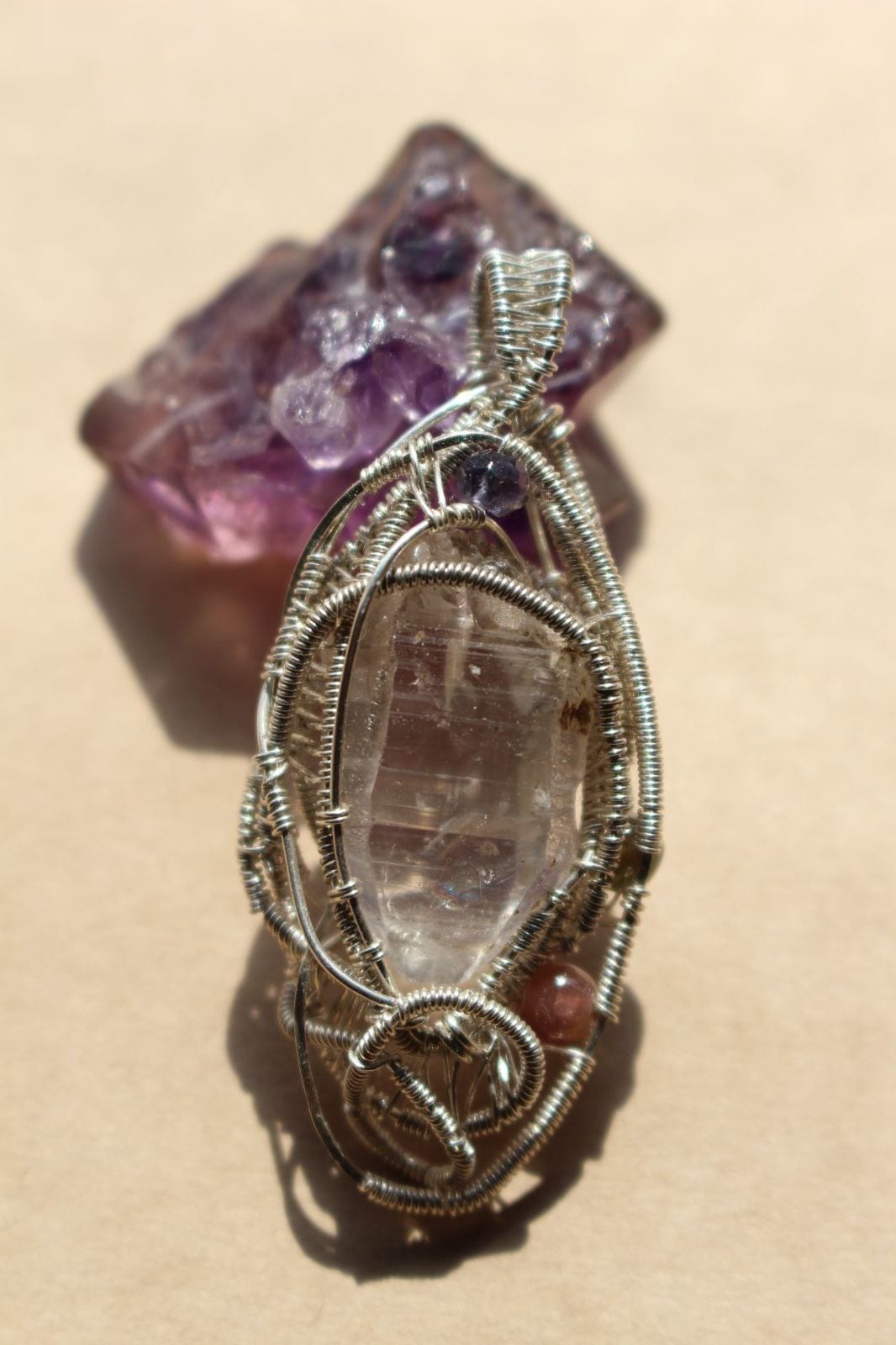 Crystal silver925 wirewrapping pendant