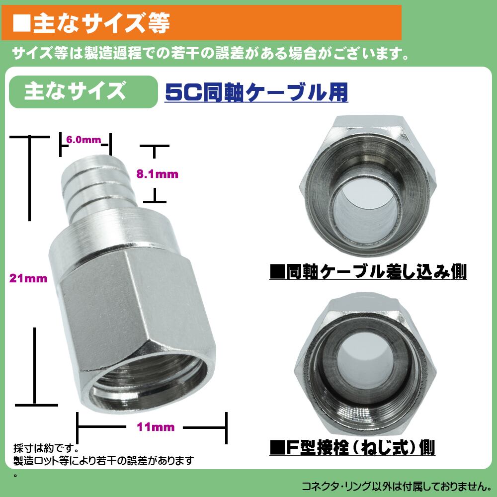 エスエスエーサービス 5C用同軸ケーブル用 F形コネクタ 100個入 4K8K