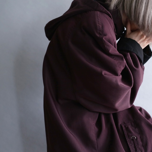 high-neck big jacket coat with liner and hoodie