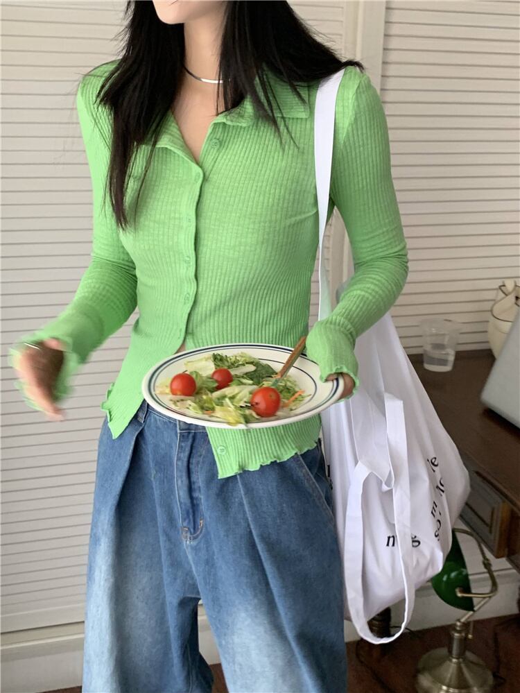 カラースリムTシャツ オータム薄手トップス ロング 秋物 モンロー51447517416