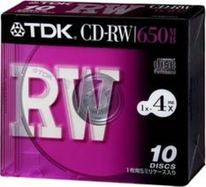 【努力特価】TDK CD-RWデータ用650MB 4倍速5mm厚ケース入り10枚パック [CD-RW74X10S]