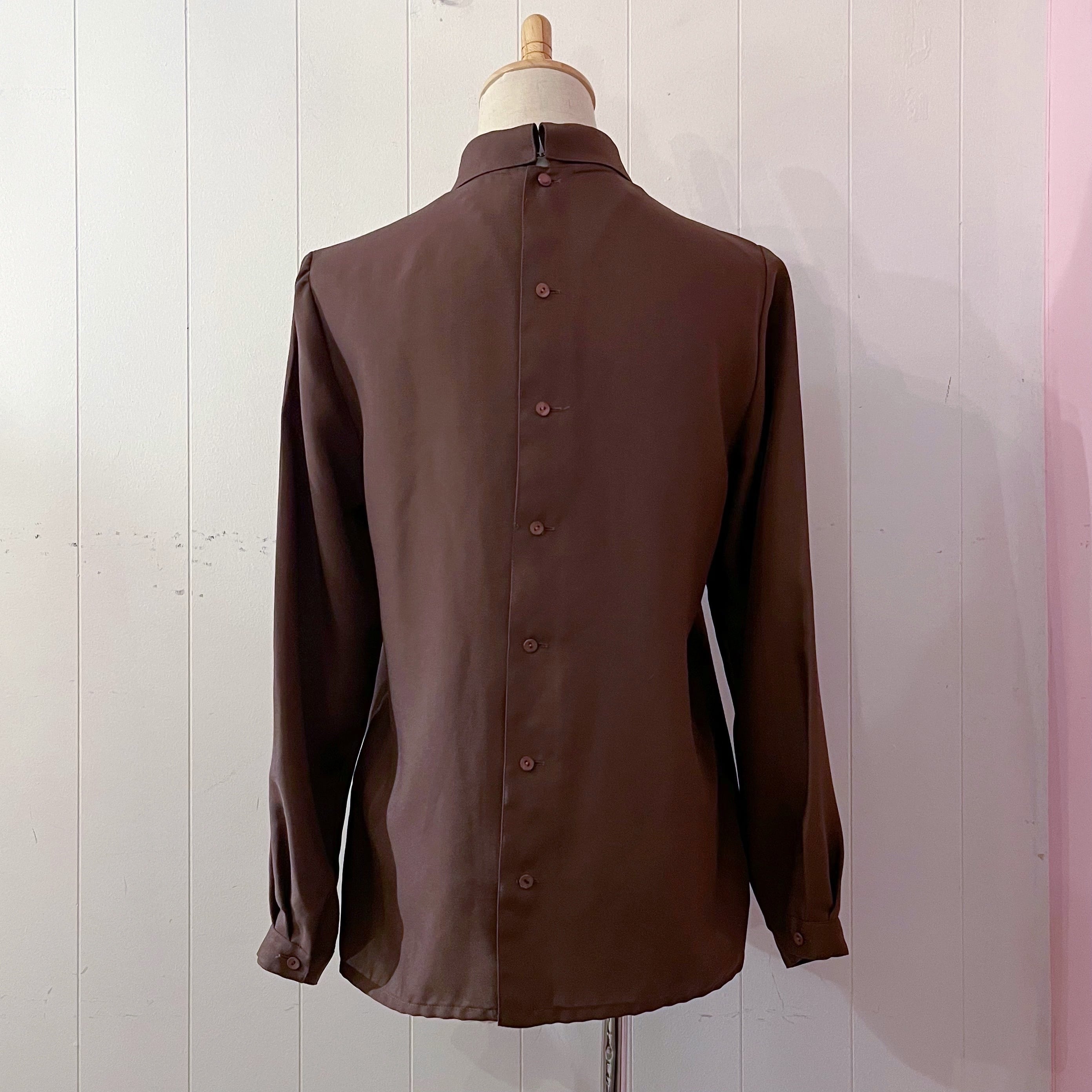 brown diamond back button blouse
