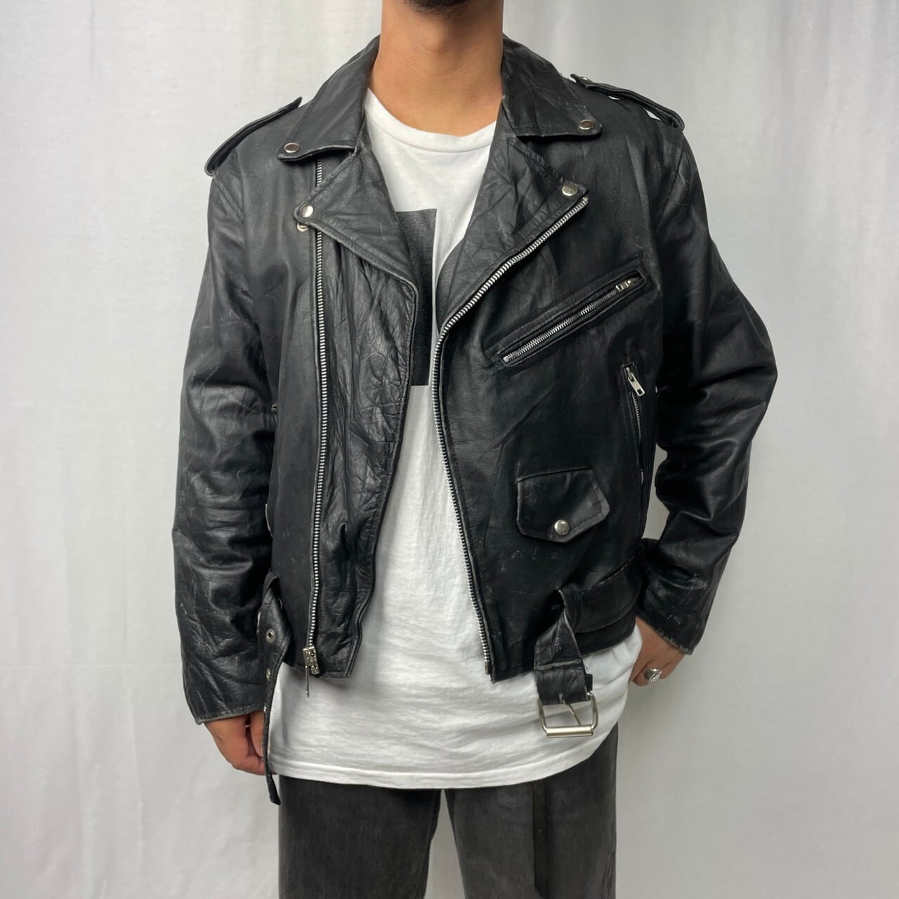 90年代 echtes leder ユーロ パキジャン ダブルライダースジャケット 