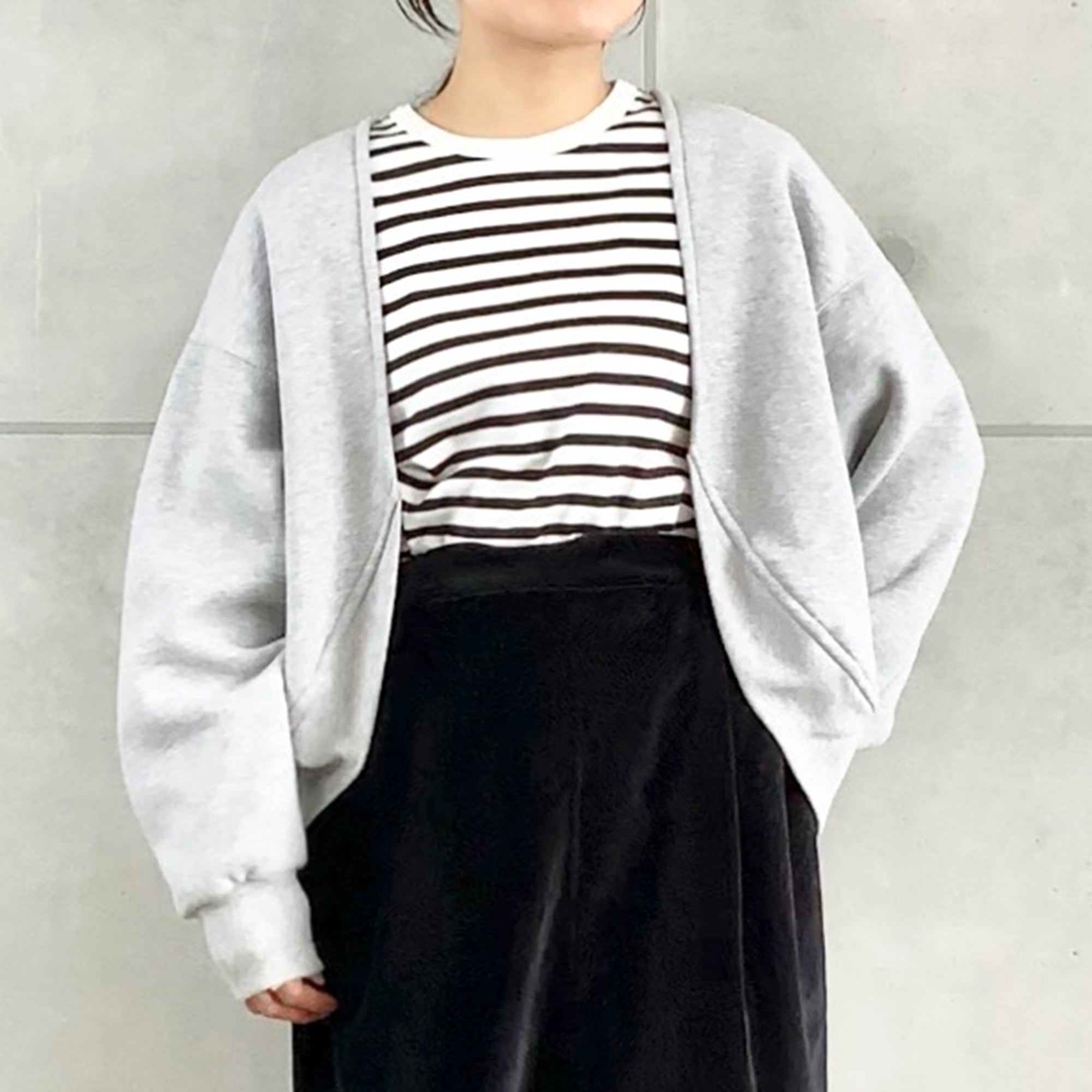 【予約商品】裏起毛 ボレロカーディガン|立体シルエット