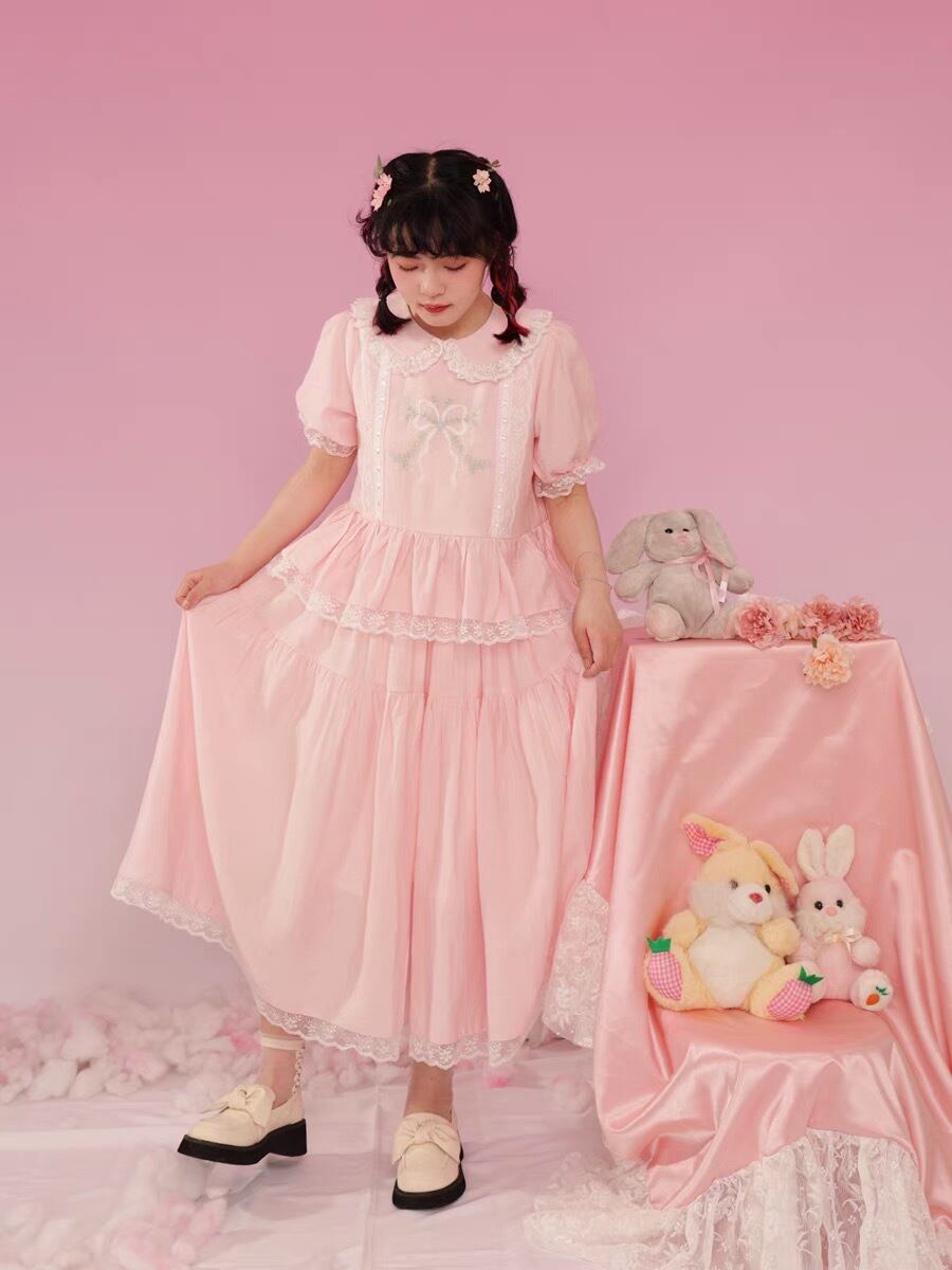 トップス】ピンク カジュアル ガーリー かわいい 姫 ワンピース