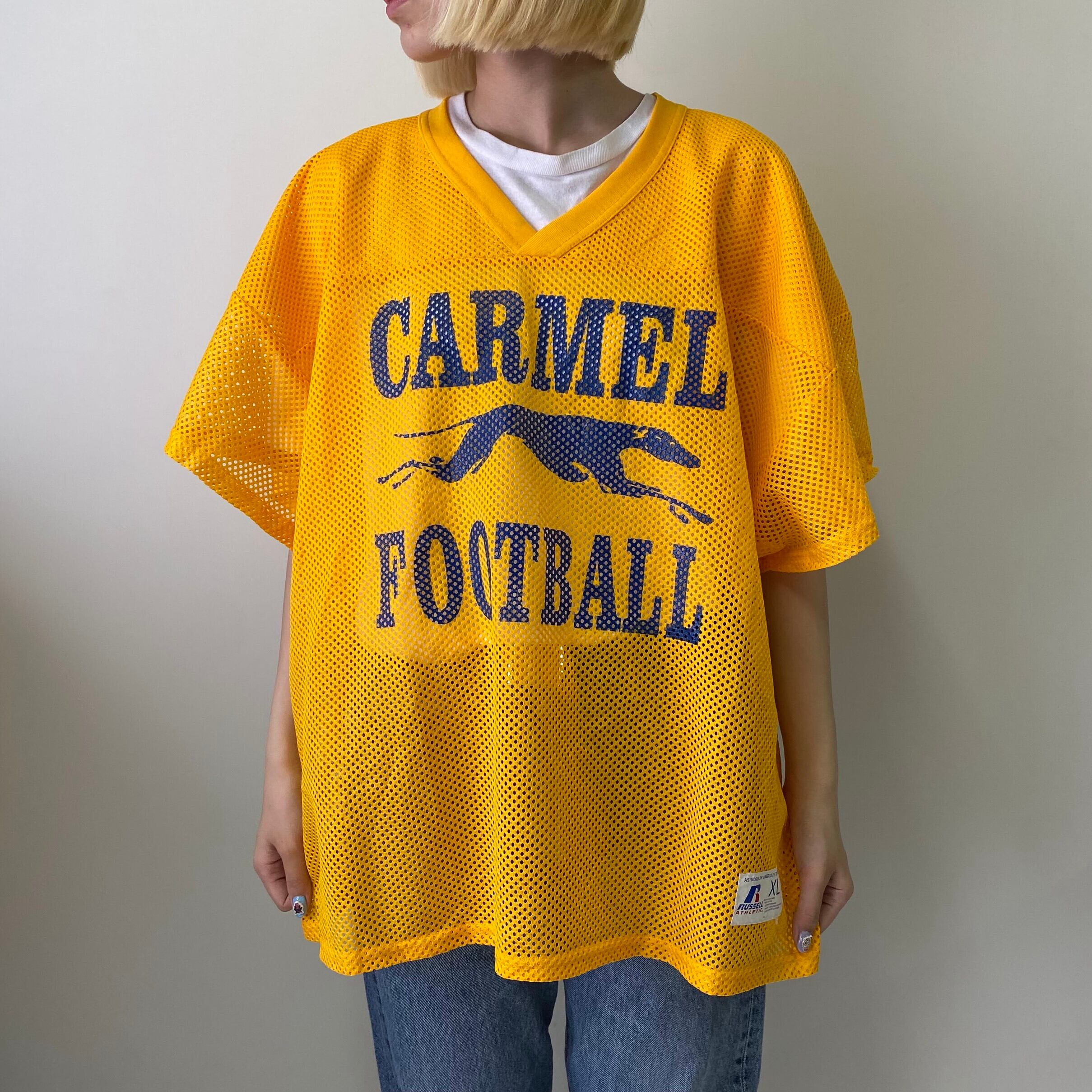 Russel Athletic ラッセルアスレチック メッシュシャツ フットボールシャツ メンズxl 古着 アメフト ナンバリング イエロー 山吹色 ゲームシャツ Gs07 Cs29 50 Cave 古着屋 公式 古着通販サイト Russel Athletic ラッセルアスレチック メッシュシャツ フットボールシャツ メンズxl 古着 アメフト ナンバリング イエロー 山吹色 ゲームシャツ Gs07 Cs29 50 Cave 古着屋 公式 古着通販サイト
