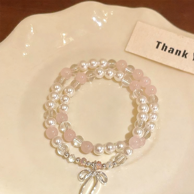 ZJ優しいピンクパールリボンブレスレット 2s