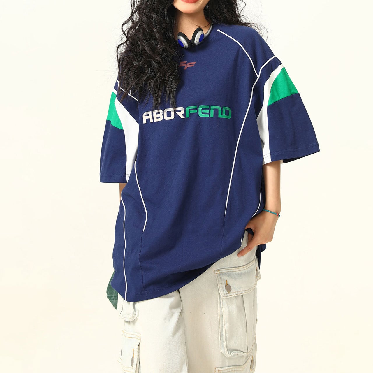 レーシングラインカラーブロックTシャツ 2col R02494
